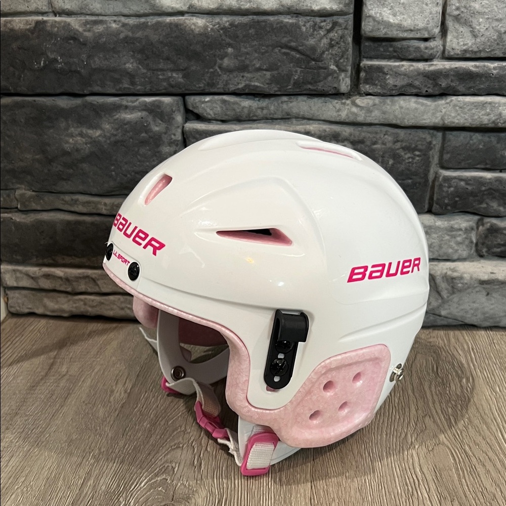 Bauer White Helmet with Pink Highlights